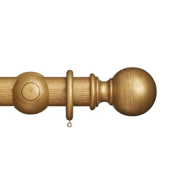 Rolls Museum 35mm Wooden Curtain Pole Ball Antique Gilt