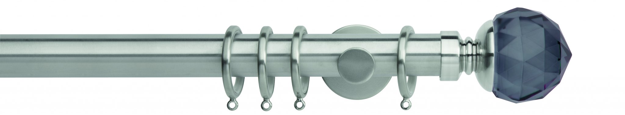 Rolls Neo Metal Curtain Pole 35mm Smoked Grey Faceted Ball