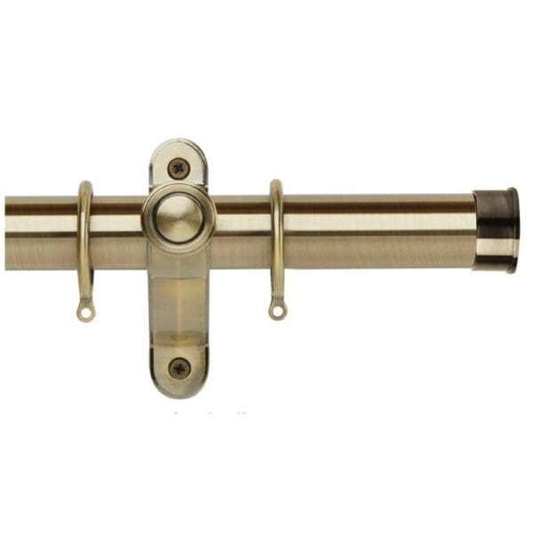Galleria Metals 35mm Curtain Pole End Cap With Rings Burnished Brass