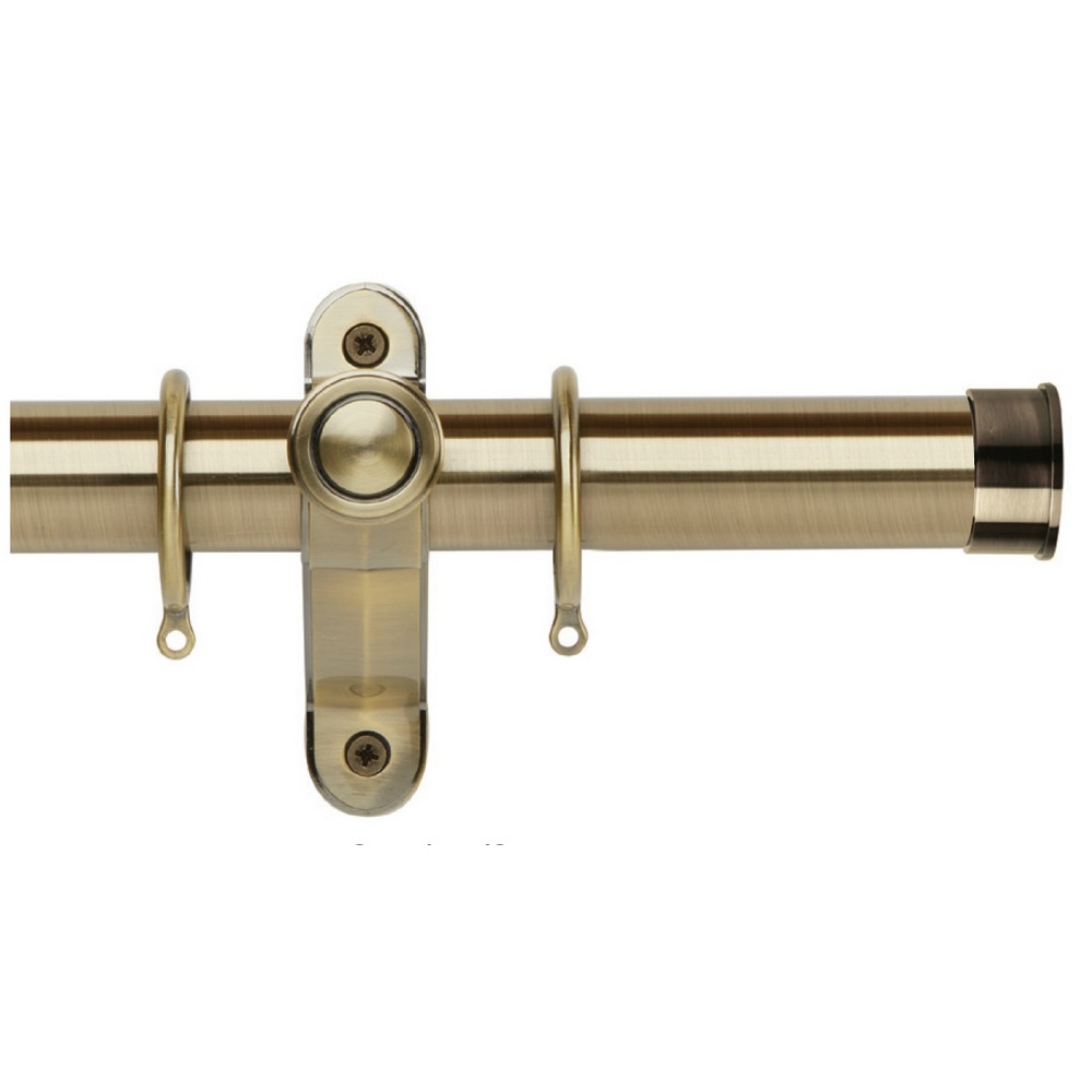 Galleria Metals 35mm Curtain Pole End Cap With Rings Burnished Brass