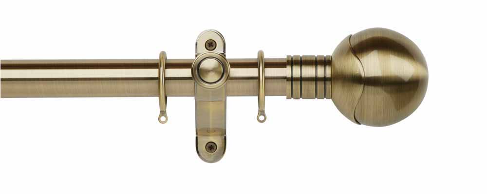 Galleria Metals 35mm Curtain Pole Orb With Rings Burnished Brass