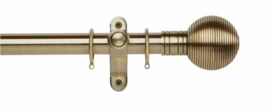 Galleria Metals 35mm Curtain Pole Ribbed Ball With Rings Burnished Brass
