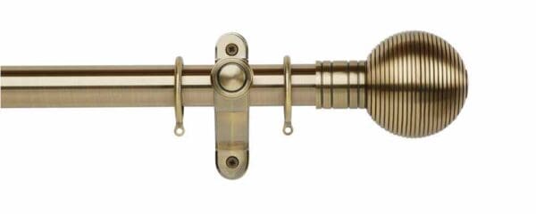 Galleria Metals 35mm Curtain Pole Ribbed Ball With Rings Burnished Brass