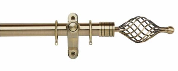 Galleria Metals 35mm Curtain Pole Twisted Cage With Rings Burnished Brass