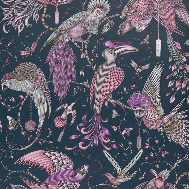 Emma J Shipley Wallpaper Audubon Pink Swatch