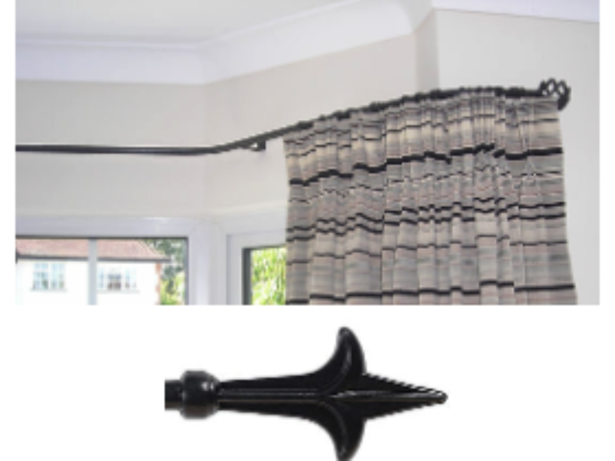 Pair Of 19mm Pewter Metal Spear Curtain Pole Finials Chrome 