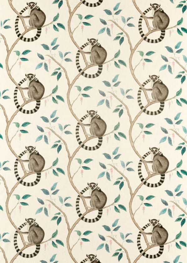 Sanderson Glasshouse Ringtailed Lemur Fabric