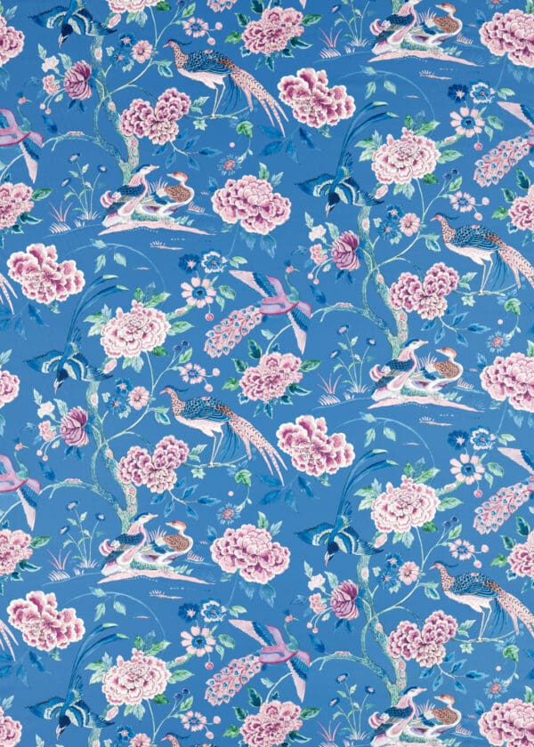 Sanderson Water Garden Indienne Peacock Satin Fabric