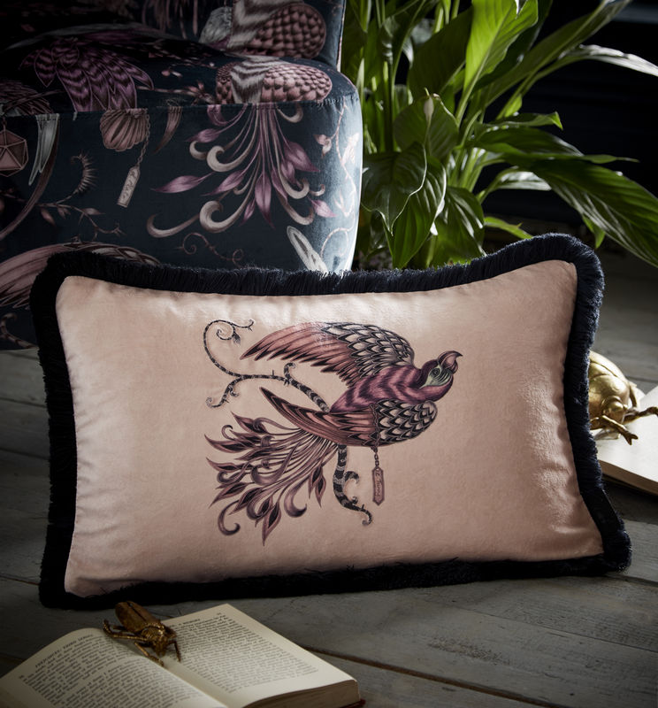 Emma J Shipley for Clarke & Clarke Audobon Rectangular Cushion Pink