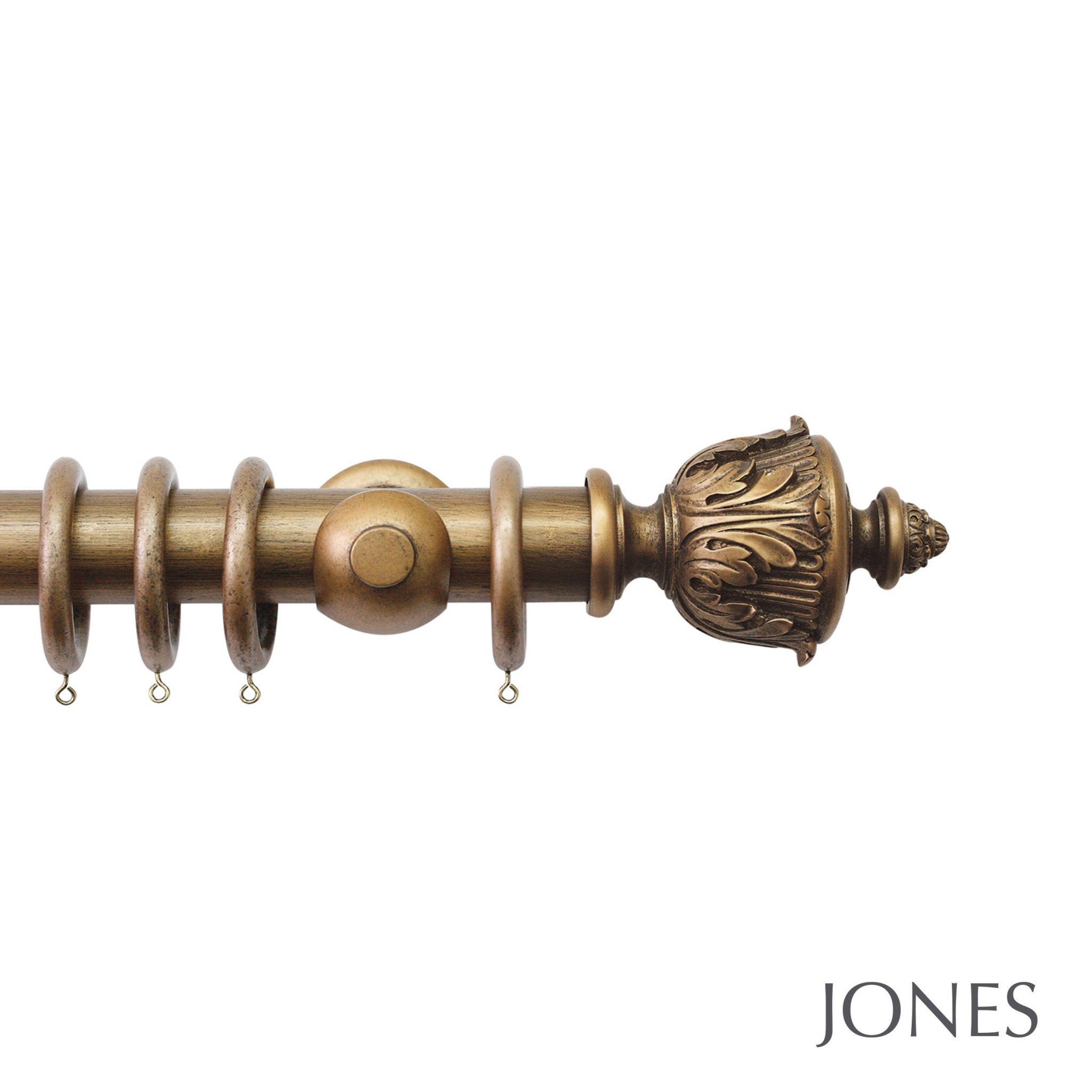 Jones Florentine Handcrafted 50mm Wooden Curtain Pole Acanthus