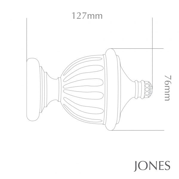 Finial for Jones Seychelles Handcrafted 40mm Wooden Curtain Pole Fluted Urn