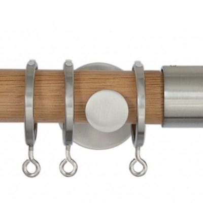 Jones Lunar 28mm Oak Curtain Pole with Oak Sphere Finials