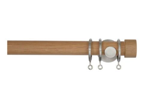 Jones Lunar 28mm Oak Curtain Pole with End Cap Finials