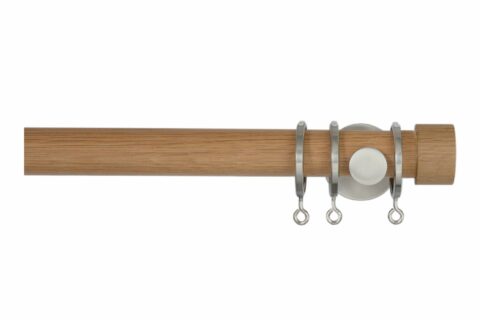 Jones Lunar 28mm Oak Curtain Pole with End Cap Finials