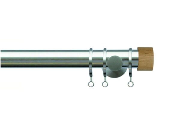 Jones Lunar 28mm Metal Curtain Pole with Oak End Cap Finials