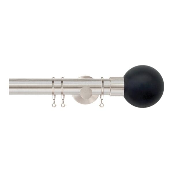 Jones Strand 35mm Metal Curtain Pole with Charcoal Ball Finials