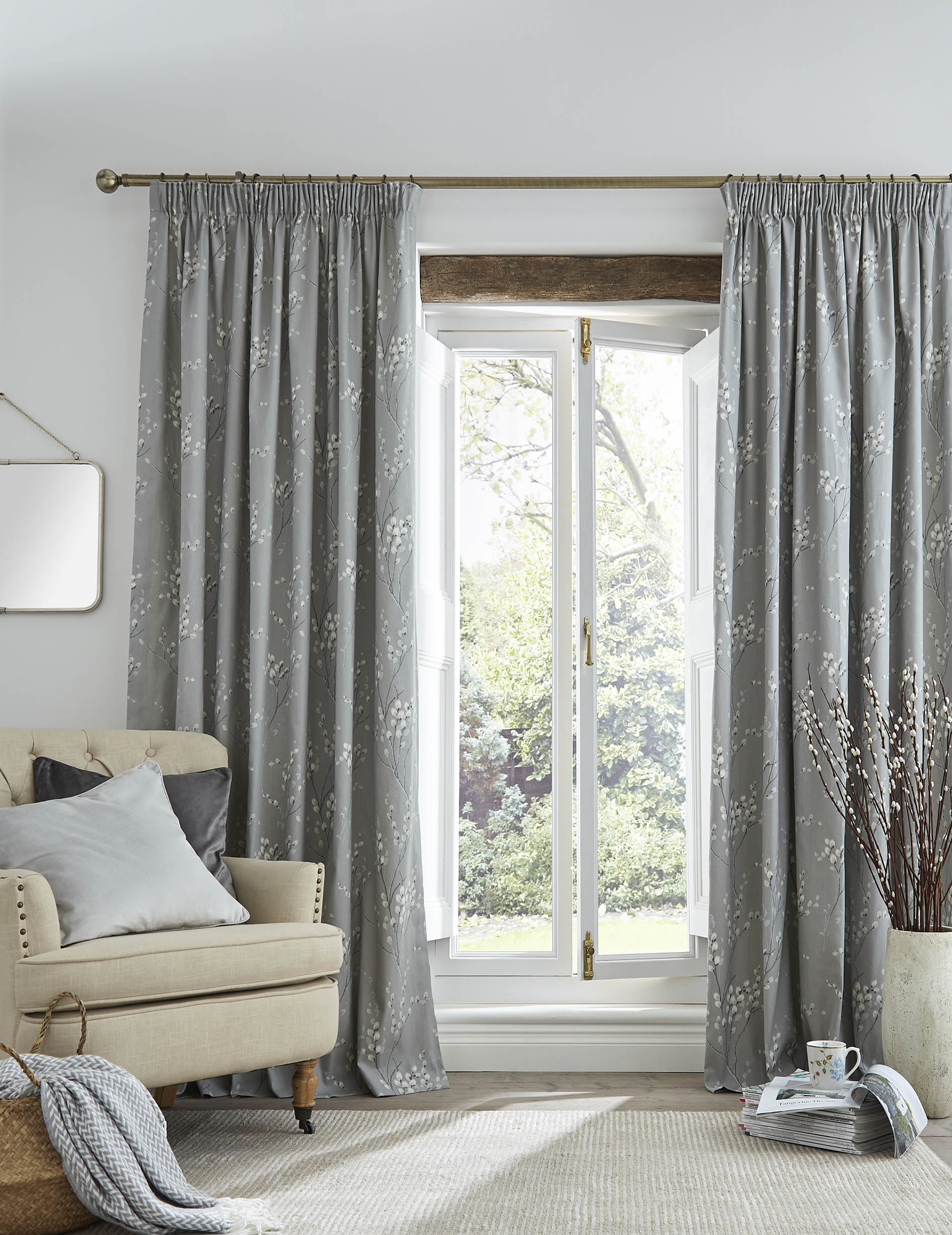 Laura Ashley Pussy Willow Lined Pencil Pleat Curtains