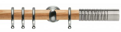 Rolls Neo Oak Curtain Pole 28mm with Wired Barrel Finials