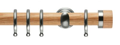 Rolls Neo Oak Curtain Pole 28mm with Oak Stud Finials