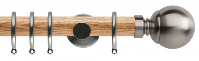 Rolls Neo Oak Curtain Pole 35mm with Ball Finials