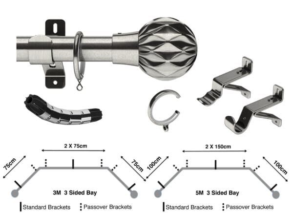 Swish Design Studio 35mm Bay Window Curtain Pole Cruzar