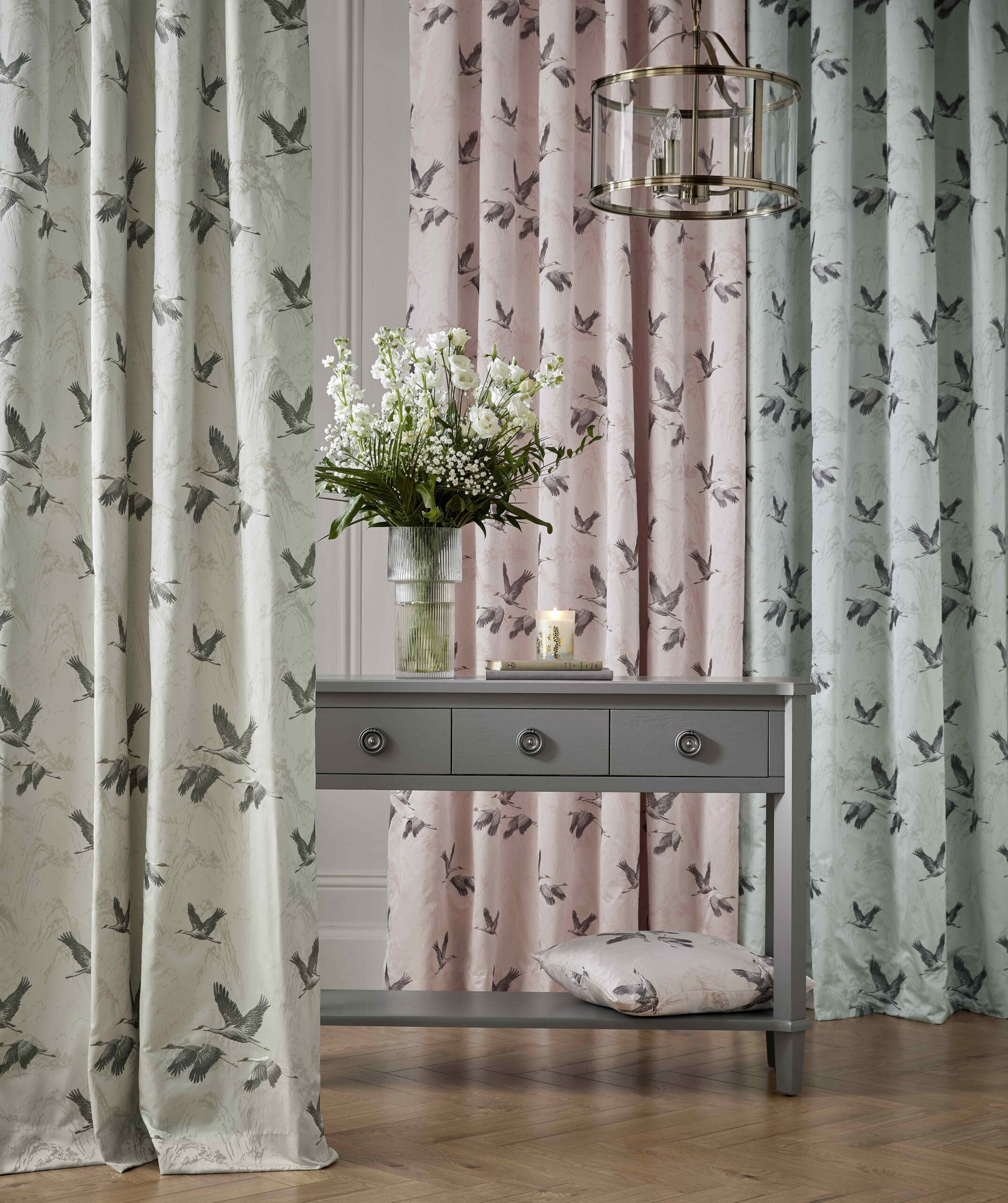 Laura Ashley Furnishing Cotton - Osterley Birds - Seaspray