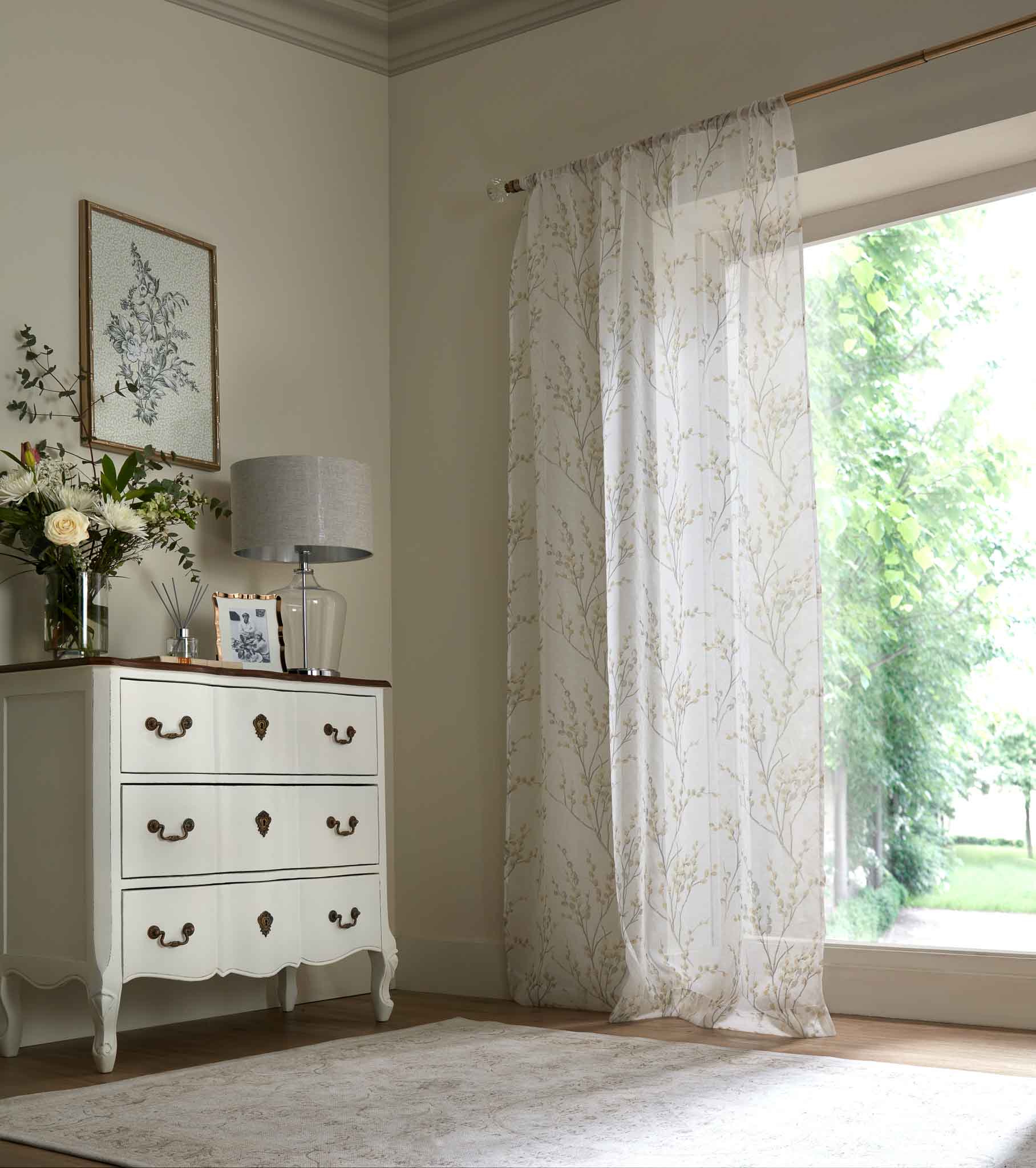 Laura Ashley Pussy Willow Voile Slot Top Curtain