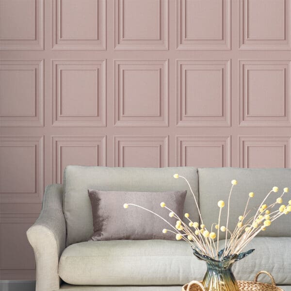 Laura Ashley Redbrook Wood Panel Wallpaper Blush Lifestyle