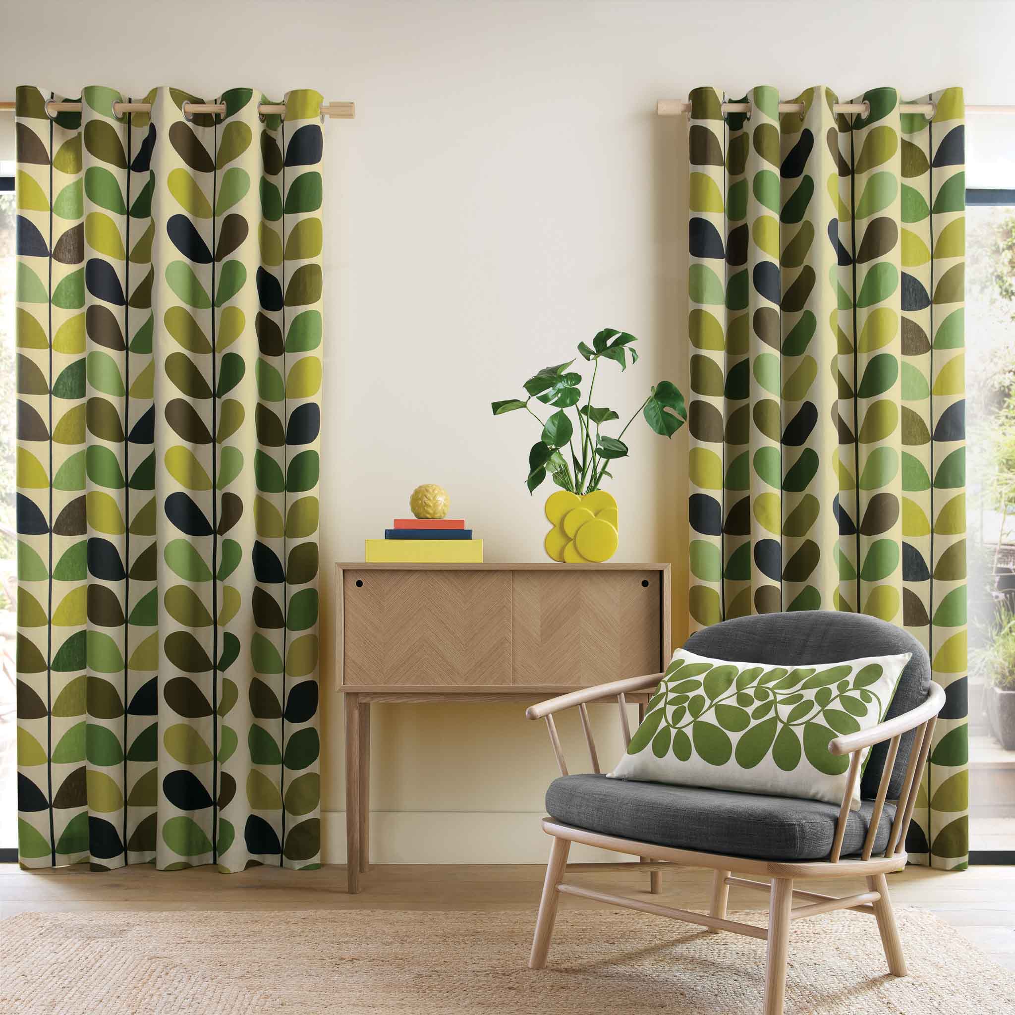 Orla Kiely Multi Stem Lined Eyelet Curtains