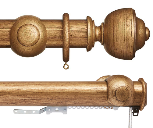 Rolls Museum 45mm Corded Wooden Curtain Pole Asher
