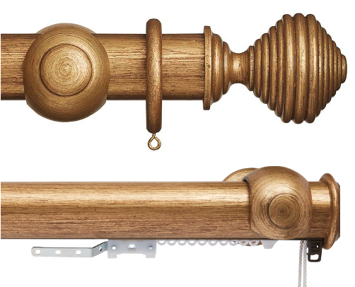 Rolls Museum 45mm Corded Wooden Curtain Pole Dune