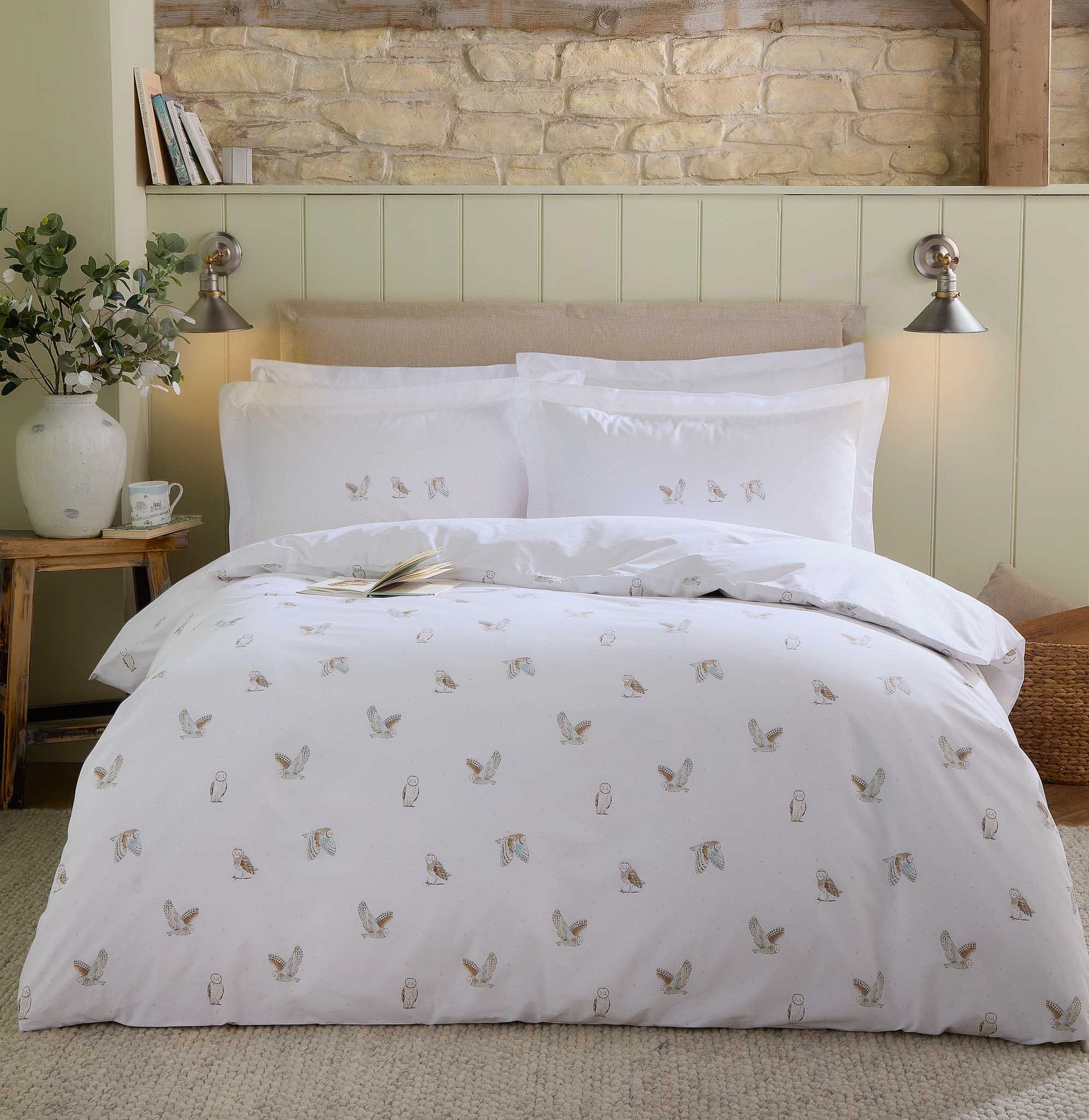 Sophie Allport Snowy Owls Duvet Cover and Pillowcase Set
