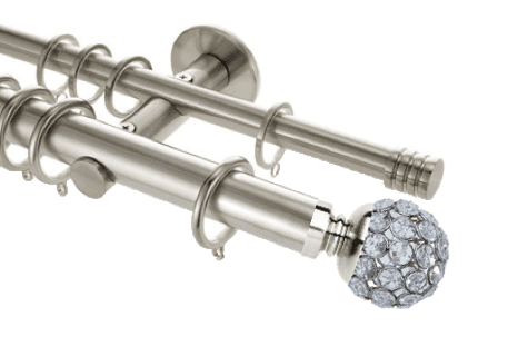 Rolls Neo 19mm-28mm Double Curtain Pole Jewelled Ball