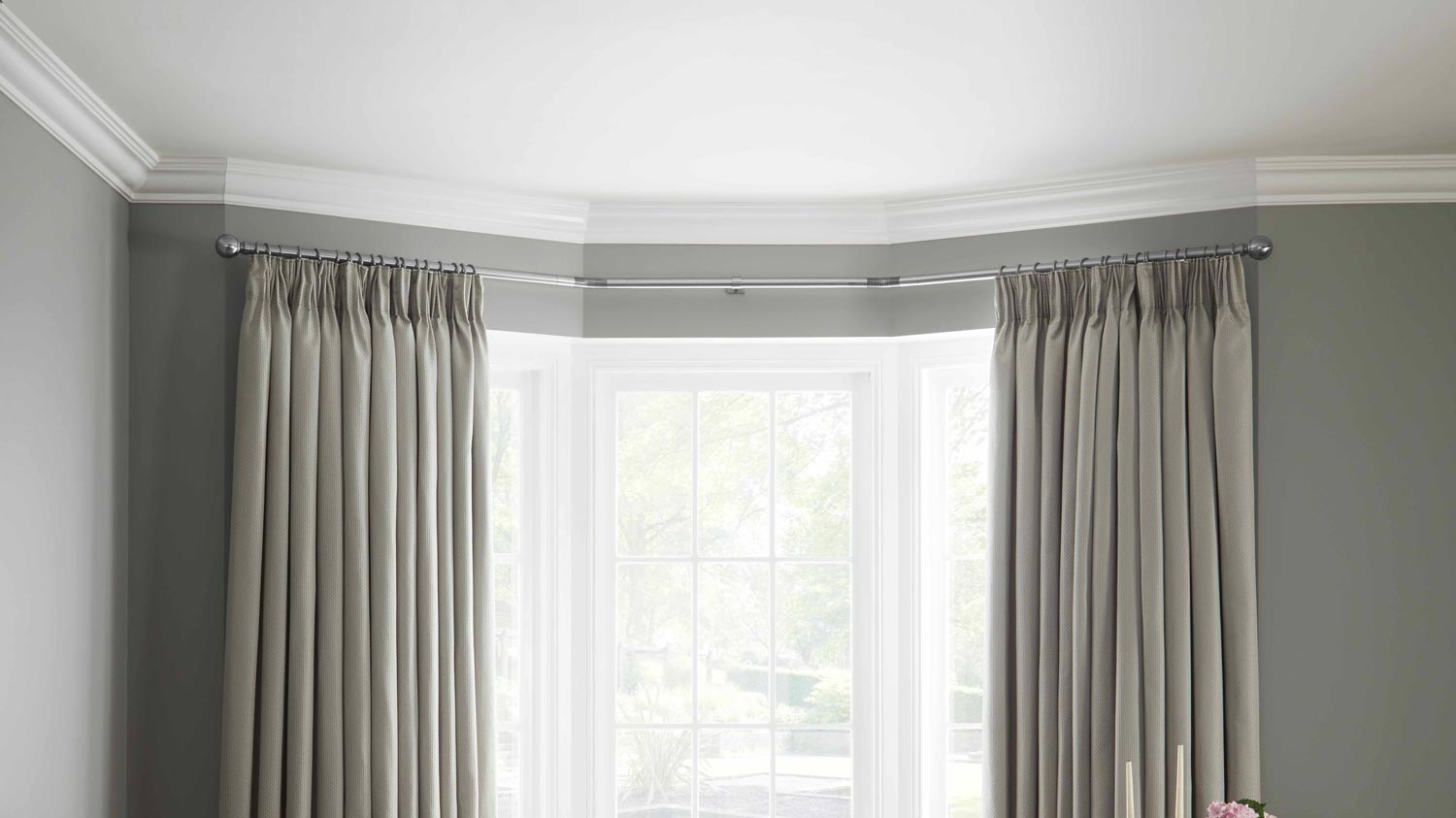 Neo Bay Window Curtain Poles Heavyweight Eyelet Curtains