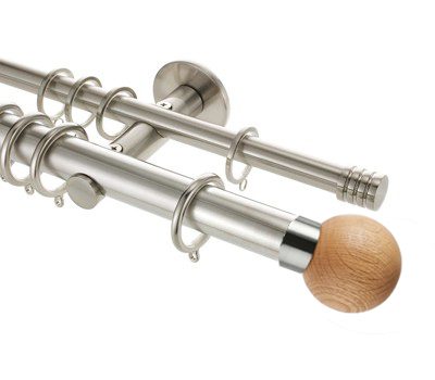 Rolls Neo 19mm-28mm Double Curtain Pole Oak Ball