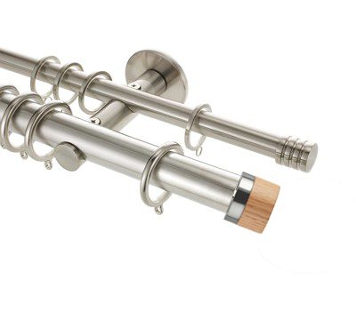 Rolls Neo 19mm-28mm Double Curtain Pole Oak Stud
