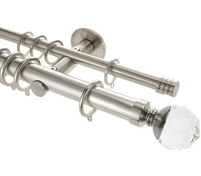 Rolls Neo 19mm-28mm Double Curtain Pole Clear Faceted Ball